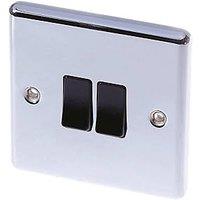 LAP 10AX 2-Gang 2-Way Light Switch Polished Chrome with Black Inserts (92805)