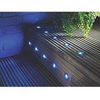 LAP Coldstrip 30mm Outdoor Blue Round LED Recessed Deck Light Kit Brushed Chrome 4.4W 10 Pack (9287X)