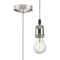 Knightsbridge Vintage 1.8m Pendant Set Light Fitting E27 Brushed Chrome 3 1/2" (929TY)