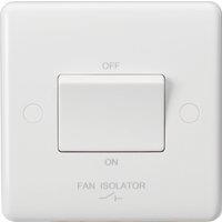 Knightsbridge Curved Edge 10A 1-Gang 3-Pole Fan Isolator Switch White (931YA)