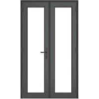 Crystal Anthracite Grey Triple-Glazed uPVC French Door Set 2055mm x 1290mm (932JM)