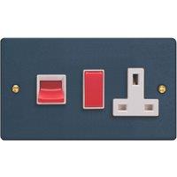 Varilight 45A 2-Gang 2-Pole Cooker Switch & 13A DP Switched Socket Midnight Blue with White Inserts (932YT)