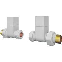 ETAL Swelt 15mm x 1/2" White Straight Designer Manual Radiator Valve Head & Body 2 Pack (933VV)