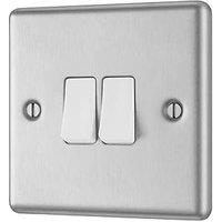 LAP 20A 16AX 2-Gang 2-Way Light Switch Brushed Stainless Steel with White Inserts (934PN)