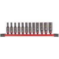 Milwaukee SHOCKWAVE 1/4" Drive Impact Socket Rail Set 12 Pieces (935GE)