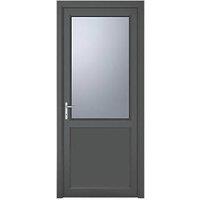 Crystal 1-Panel 1-Obscure Light Right-Handed Anthracite Grey uPVC Back Door 2090mm x 920mm (936JK)