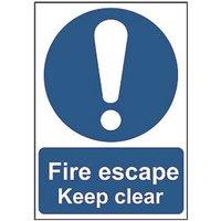 Essentials Non Photoluminescent "Fire Escape Keep Clear" Sign 210mm x 148mm (938FG)