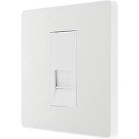 British General Evolve 1-Gang Master Telephone Socket Pearlescent White with White Inserts (938RF)