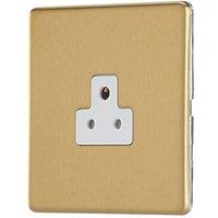 Contactum Lyric 2A 1-Gang Unswitched Round Pin Socket Brushed Brass with White Inserts (938RP)