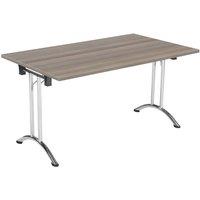 TC Group One Union Rectangular Folding Table Grey Oak/Silver 1400mm x 800mm (939TT)