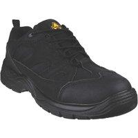 Amblers FS214 Vegan Friendly Size 10 Black Steel Toe Cap Safety Trainers (939XF)