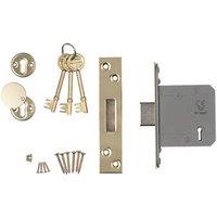 Smith & Locke Fire Rated Satin Brass BS 5-Lever Mortice Deadlock 76mm Case - 57mm Backset (9400G