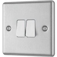 LAP 10AX 2-Gang 2-Way Light Switch Brushed Stainless Steel with White Inserts (94390)