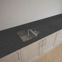 Metis Black Kitchen Worktop with 1.5 Bowl Stainless Steel Sink 3050mm x 620mm x 15mm (943PW)