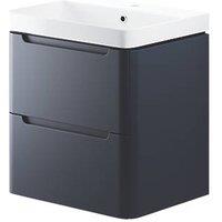 Wall-Hung Vanity Unit & Basin Matt Indigo 605mm x 460mm x 662mm (943RJ)