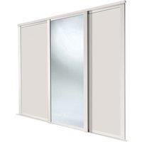 Spacepro Shaker 3-Door Sliding Wardrobe Door Kit Cashmere Frame Cashmere / Mirror Panel 2592mm x 2260mm (945GP)