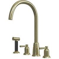 ETAL Cuthbert Dual Lever 4-Hole Kitchen Tap with Rinse Polished Brass (945JL)