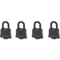 Smith & Locke Laminated Steel Keyed Alike Closed Shackle Padlocks 50mm 4 Pack (946FC)