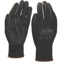 Site PU Palm Dip Gloves Black Large 10 Pack (946PT)