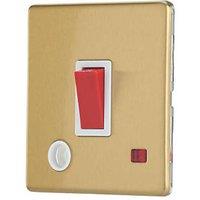 Contactum Lyric 32A 1-Gang DP Control Switch & Flex Outlet Brushed Brass with Neon with White Inserts (946RP)
