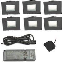 VEW Strata Recessed Square LED Kitchen Plinth Lights Black 0.18W 15lm 6 Pack (947TW)