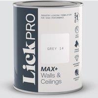 LickPro Max+ 1Ltr Grey 14 Matt Emulsion Paint (948TM)