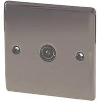 British General Nexus Metal 1-Gang Coaxial TV Socket Black Nickel (94965)