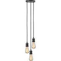 Knightsbridge Vintage Style 3-Light Pendant Matt Black (949GA)