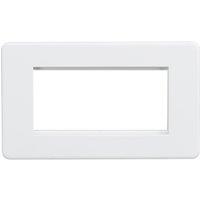 Knightsbridge Screwless 4-Module Modular Faceplate Matt White (949YA)