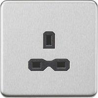 Knightsbridge 13A 1-Gang Unswitched Socket Brushed Chrome with Black Inserts (950PX)