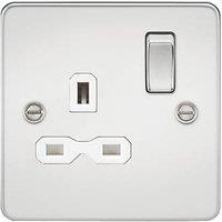 Knightsbridge 13A 1-Gang DP Switched Single Socket Polished Chrome with White Inserts (950TY)