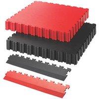 Garage Floor Tile Company X Joint Single Garage Interlocking Floor Tile Pack Black/Red 13m 57 Pieces (953RV)