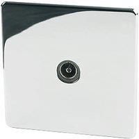 Crabtree Platinum 1-Gang Female Coaxial TV Socket Polished Chrome with Black Inserts (95436)