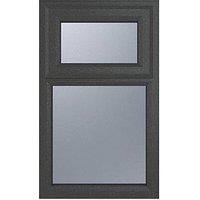 Crystal Top Opening Obscure Triple-Glazed Casement Anthracite on White uPVC Window 610mm x 1190mm (955JM)