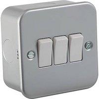 Knightsbridge 10AX 3-Gang 2-Way Metal Clad 10AX Switch with White Inserts (956VF)