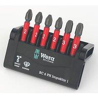 Wera Bit-Check 6 PH Impaktor 1 1/4" Hex Shank Phillips Bit Set 6 Pieces (957FW)