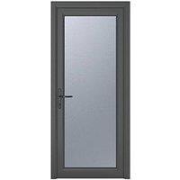 Crystal Fully Glazed 1-Obscure Light Right-Handed Anthracite Grey uPVC Back Door 2090mm x 920mm (957KF)