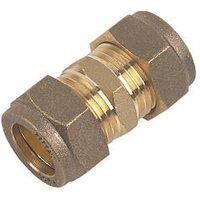 Flomasta Brass Compression Equal Couplers 15mm 2 Pack (95828)