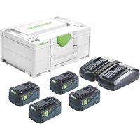 Festool 577710 18V 5.0Ah Li-Ion Airstream & Bluetooth Batteries & Charger 5 Piece Set (958VR)