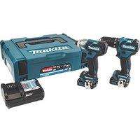 Makita CLX205AJ 12V 2 x 2.0Ah Li-Ion CXT Brushless Cordless Combi Drill & Impact Driver Twin Kit (959FG)