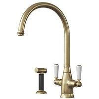 ETAL Oswald Dual Lever Kitchen Mixer with Rinse Brushed Brass (960JL)