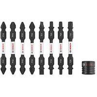 Bosch 1/4" Hex Shank Mixed Impact Control Double-Ended Screwdriver Bits with Magnetic Sleeve 9 Piece Set (961FW)