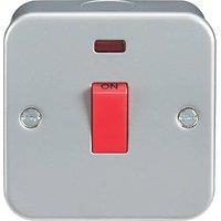 Knightsbridge 45A 1-Gang DP Metal Clad Cooker Switch with LED with White Inserts (962VF)