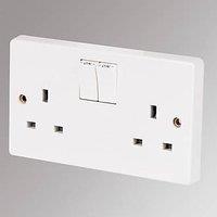 Crabtree Capital 13A 2-Gang SP Switched Plug Socket White (96304)
