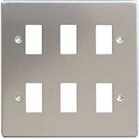 Varilight PowerGrid 6-Module Grid Faceplate Brushed Steel (96314)