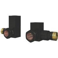 ETAL Swelt 15mm x 1/2" Satin Black Corner Designer Manual Radiator Valve Head & Body 2 Pack (963VV)