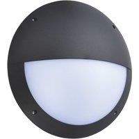 Saxby Seran Outdoor Round LED Bulkhead with Eyelid Cover With Microwave Sensor Matt Black 12W 800lm (964VX)