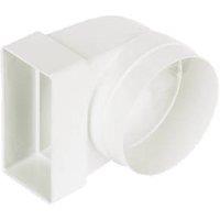 Manrose Round to Rectangular Connector Elbow 90 Bend Adaptor White 100mm (96549)