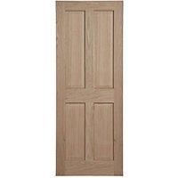 Unfinished Oak Wooden 4-Panel Internal Fire Victorian-Style Door 1981mm x 762mm (965FA)