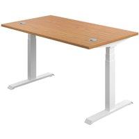 TC Group Economy Back To Back Powered Rectangular Sit Stand Desk Nova Oak/White 1600mm x 0.62-1.28m (966TT)